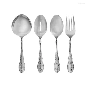 Ensembles de vaisselle Mazie 4 pièces Ustensiles Ustensiles Set en acier inoxydable Silver Spoon