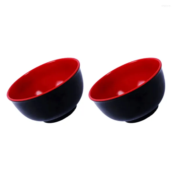 Ensembles de vaisselle en mélamine bol noir et rouge, Imitation porcelaine, bols à soupe de riz, vaisselle pour Restaurant, fournitures pour la maison