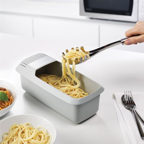 Ensembles de vaisselle Cuiseur à pâtes micro-ondes avec passoire Résistant à la chaleur Bateau Vapeur Spaghetti Nouilles Boîte de cuisson Outil Accessoires de cuisine