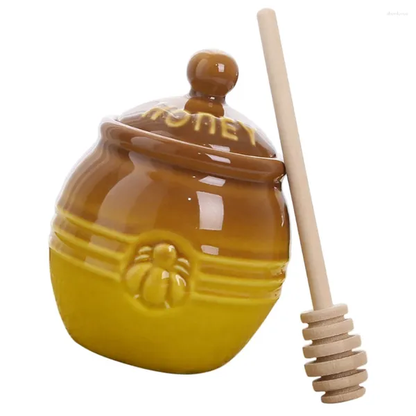 Ensembles de vaisselle Mini pots miel distributeur en céramique Dipper ménage sirop Pot cadeau cuisine rétro