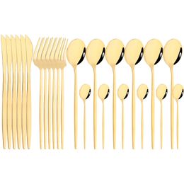 Conjuntos de vajilla Espejo 24 PCS Cubiertos de oro Vajilla de cocina Cuchillo de acero inoxidable Tenedores Cucharas Cubiertos Cubiertos para el hogar 230228