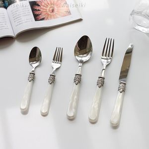 Ensembles de vaisselle Ensemble de couverts en argent moderne Anniversaires Designer Mariage Café Cuisine Dîner Couteau De Luxe Dessert Vaisselle Maison Jardin OA50DS