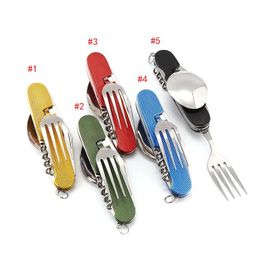 Dijkartikelen sets mtifunctioneel vouwmes draagbare combinatie bestek sleutelhanger hanger outdoor cam tools 5 kleuren drop levering hom dhjan
