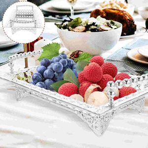 Ensembles de vaisselle plateau multifonctionnel Plate en métal Assiette à fruits Bâque basculée Candy Plaques de dessert de bonbons