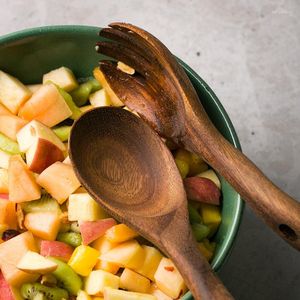 Din sets Sets natuurlijke houten lepel vork dinerkit rijstsoepen bamboe keuken koken thuis servies gereedschap gereedschap soepweespoon