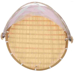 Dijkartikelen Sets Net Cover Bamboo Basket Dustpan Ware Rattan Stoomed Bun Multifunction Mesh Huishouden