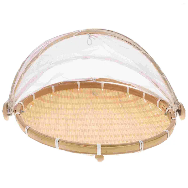 Juegos de vajilla cubierta neta cesta de bambú manual de bote de polvo para el bote al vapor múltiple tejido