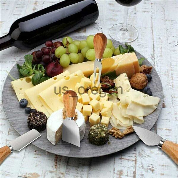 Ensembles de vaisselle Nouveau 4pcsset Ensembles de manche en bois Chêne Bambou Coupe-fromage Couteau Trancheuse Kit Cuisine Coupe-fromage Outils de cuisine utiles x0703