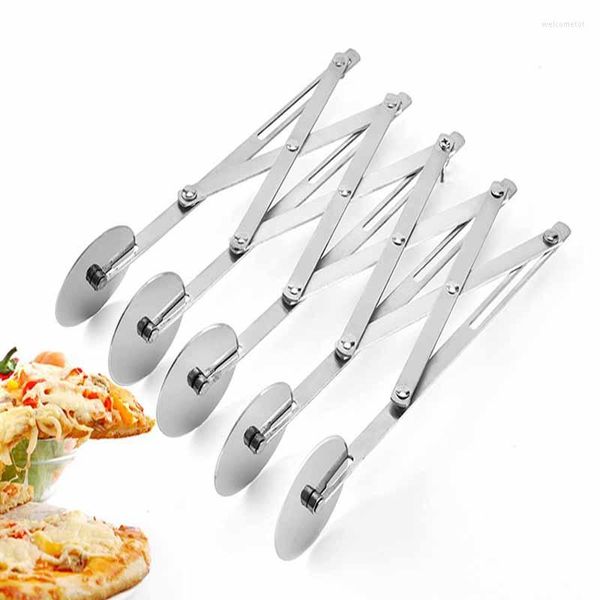 Conjuntos de vajilla Ngai Cortador de pizza Cuchillo divisor Pasta Rocker Peeler Multifunción Rueda de acero inoxidable Herramientas de rodillo Cuchillos para hornear pasteles