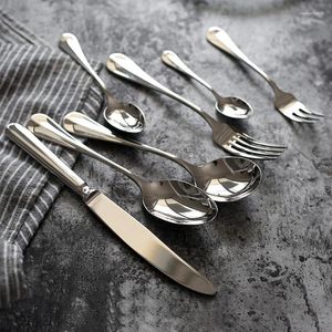 Ensembles de vaisselle Style nordique 304 miroir en acier inoxydable couteau occidental fourchette et cuillère ensemble de quatre pièces Ins couverts Steak