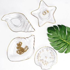 Dijkartikelen Sets Ocean Series Glass Gold Jewelry Bord Crystal Creative Table Terei Dessert Kitchen Accessoires Dinner Set en Disels