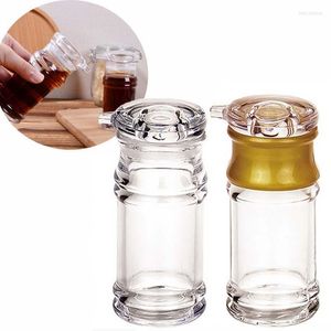 Juegos de vajilla Olla de aceite Botella de salsa Boticario Jarro Salero y tapa giratoria Acrílico A prueba de fugas Cruet de soja Utensilios de cocina Transparente 1pcs