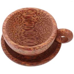 Ensembles de vaisselle Old Coconut Coffee tasse de tasse en bois bière avec poignée pour le thé voyage en bois extérieur expresso