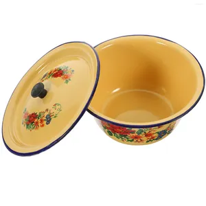 Dijkartikelen Sets ouderwetse reuzenbekken Oil Bowl Emailware Pasta Keukenvoorziening Dessert Containers Vintage Huishouden