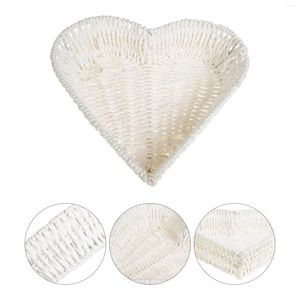 Ensembles de vaisselle en papier extérieur corde coeur panier en osier rangement rotin pain à pain à deux supports de bureau