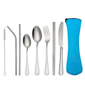 Ensembles de vaisselle, vaisselle Portable d'extérieur, couteau, fourchette, cuillère, Pipette, ensemble de Table à manger, costume en acier inoxydable