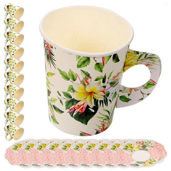 Ensembles de vaisselle, assiettes en papier, vaisselle imprimée, adorable tasse de fête d'anniversaire, nouveauté fleur, couverts pratiques jetables