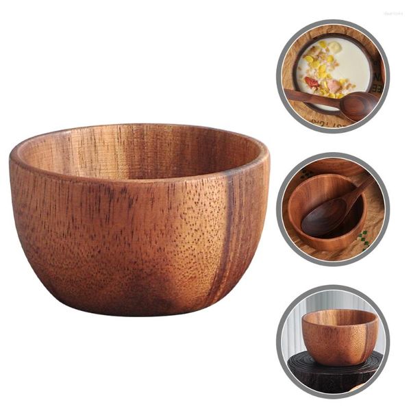 Ensembles de vaisselle porte-pâtes, conteneur pratique bol en bois décoratif Fruits ménage salade de riz en bois bébé