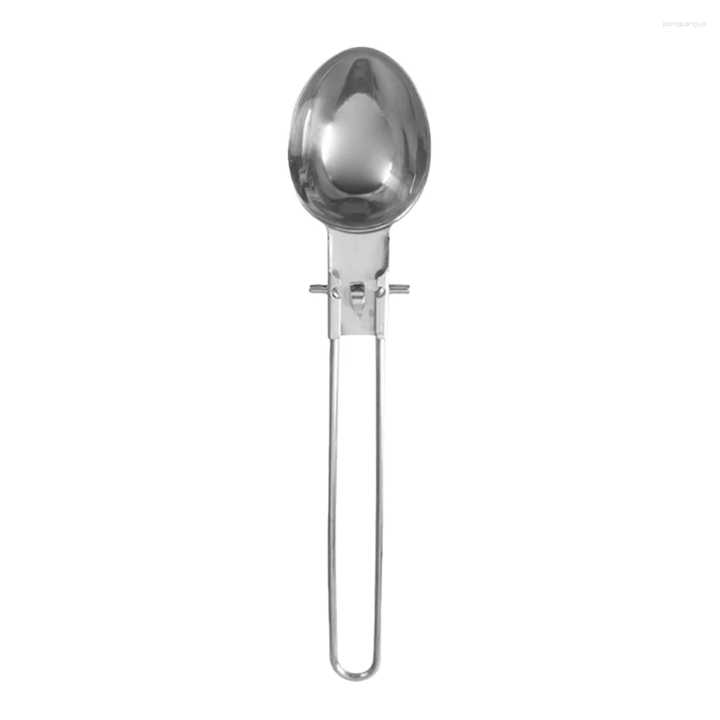 Ensembles de vaisselle Cuillère de pique-nique Louche à soupe portable Vaisselle Louche de camping en acier inoxydable Fournitures de repas pliables pour couverts de cuisine