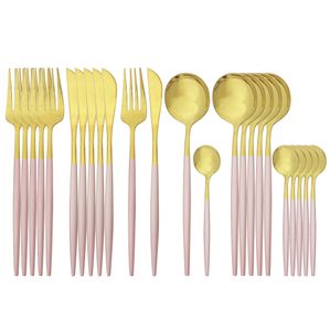 Ensembles de vaisselle Ensemble de couverts en or rose ensemble de vaisselle en acier inoxydable 24 pièces couteaux fourchettes cuillères à café ensemble de couverts ensemble de vaisselle de cuisine 230503