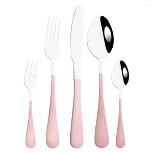 Dijksets Pink zilver 5 % diner Flatware set mes vork lepel servies hoofdgerei roestvrijstaal voor bruiloft drop