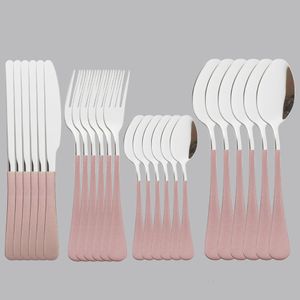 Dijksets Pink Silver Mirror Bestek Set 24 stks Dijkset Flatlery Vork Mes Lepel Roestvrij staal Zilverwerktasig Set 230503