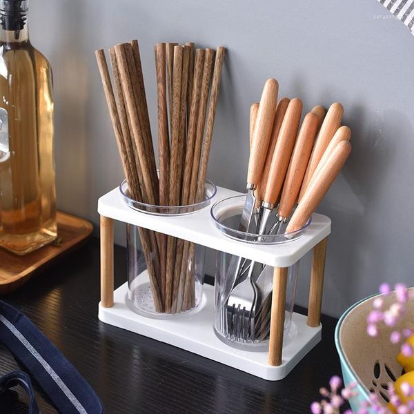 Ensembles de vaisselle support en plastique baguettes boîte avec support de cadre en bambou cuisine japonaise conteneur de stockage créatif lixiviable 1 pièces