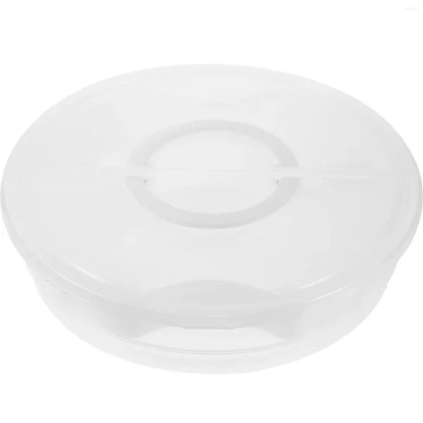 Ensembles de vaisselle en plastique rond transparent portable tarte pizza tranche boîte de rangement plat de bonbons avec couvercle porte-conteneur de tortilla en plein air