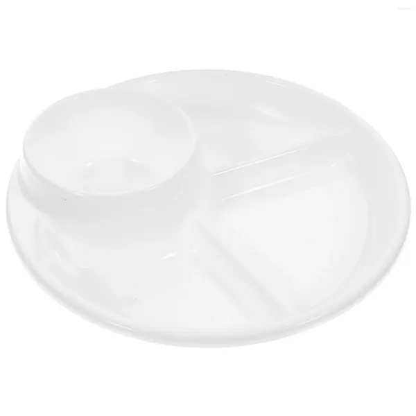 Ensembles de vaisselle Plateaux en plastique pour enfants Assiette de compartiment Exquis Pratique Petit déjeuner Dîner Grille Affichage domestique Vaisselle blanche Bébé