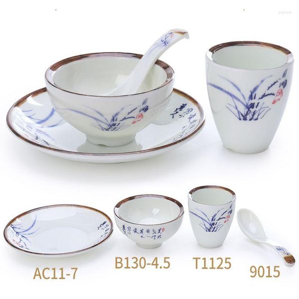 Ensembles de vaisselle assiette bol ensemble orchidée impression Jingdezhen A5 mélamine plats et assiettes couverts porcelaine dîner