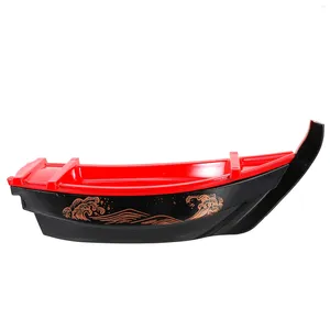 Dijkartikelen Plaat Decoratief zwart serveerlade Sushi Boat Flatare Decorate Fruithouder Melamine Japans stijl servies