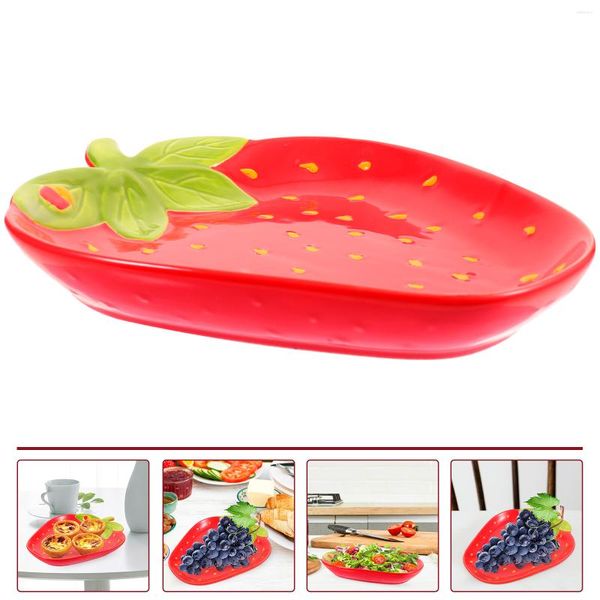 Juegos de vajilla, platos para niños, cuenco de cerámica para fresas, decoración de frutas, ensalada para el hogar, cerámica Adorable, servicio delicado de cocina para niños