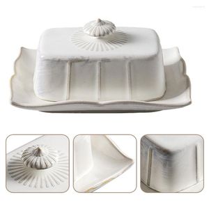 Dijksiesets Porselein boter cake containers deksels keramische schotelbedekking aardewerk vierkant