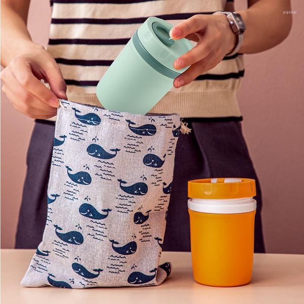 Ensembles de vaisselle Petit déjeuner portable Boîte à lunch Récipient de 330 ml avec cuillère PP Matériel Tasse sous vide Soupe Vaisselle isolée