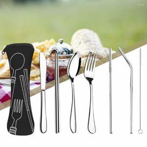 Dijksets Sets draagbare bestek roestvrijstalen vork lepel messenset reizen diner verbeterde herbruikbare gebruiksvoorwerpen met case flatware