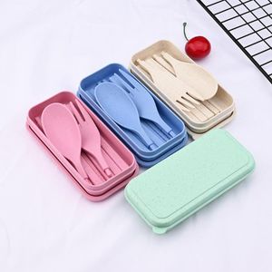 Dijkartikelen sets draagbaar vouwen buiten camping wandel flatware bestek set vork chopsticks lepel bento lunchbox accessoires