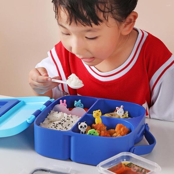 Conjuntos de vajilla Caja de almuerzo portátil para niños Dibujos animados Niños Niña Estudiante Bento Microondas Contenedor Bolsa