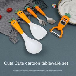 Ensembles de vaisselle cuillère portable dessin animé chaque bouchée est rassurante bouche ronde intéressant et pratique conception créative costume de fourchette