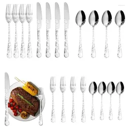 Ensembles de vaisselle de couverts en acier inoxydable portables 4set / 20pcs de cuisine miroir miroir réutilisable polir Ustensile durable