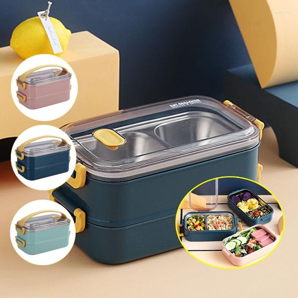 Ensembles de vaisselle Portable Boîte À Lunch En Acier Inoxydable Enfants Étudiant École Bento Cuisine Conteneur De Stockage Étanche