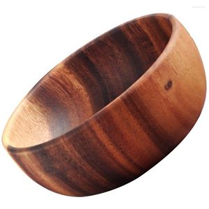 Juegos de vajilla Práctico Tazón de madera Profundo Conveniente Ensalada de madera Plato sólido Frutas secas Estilo simple Contenedores para bebés