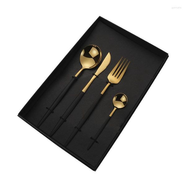 Vaisselle Ensembles Produits Cuisine Cadeau Chine Fournisseur Vaisselle 7 Couleur Plaqué Or 4 Pcs Couverts En Acier Inoxydable Steak Fourchette Couteau