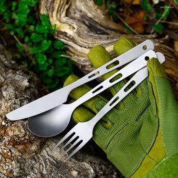 Dijksiesets Pure Titanium Knife Fork en Spoon Set Folding Portable Table Terei Cookware Lichtgewicht Outdoor Flatare Camping Picnic Tool