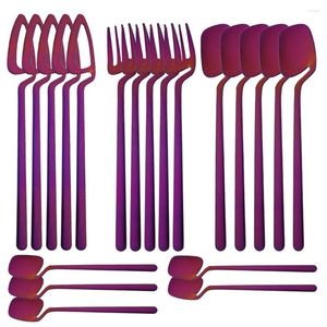 Dijksets Paarse roestvrijstalen bestek Set Matte 20 -stcs Dinner Mes Lepel Tea Fork Flatare Party Bar Kitchen Toolgerei