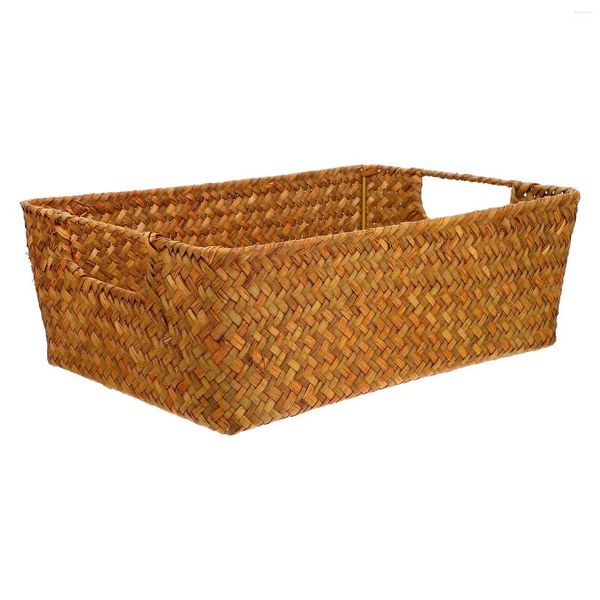 Ensembles de vaisselle Panier en rotin Paniers à pain tissés à la main Porte-ustensiles de cuisine Orange Organisateur de maquillage de bureau Tissu sale pour