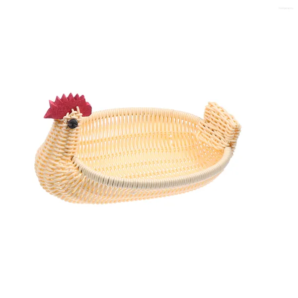 Conjuntos de vajilla Rattan Kitchen Basket Snack Bandeja Bandejas de mesa de animales para comer Almacenamiento Contenedores de frutas