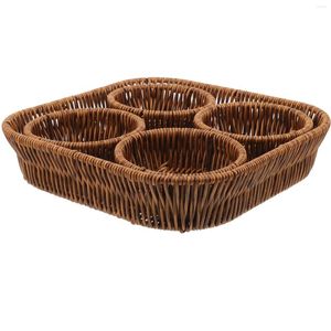 Ensembles de vaisselle Paniers de panier de rangement en rotin Combinaison de fruits secs pour collation PP tissé grand petit