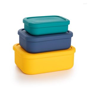 Diny Sets rechthoek siliconen lunch bento doos kinderen school fruit opslag container picknick draagbare kom keuken accessoires