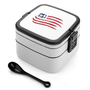 DINING SETREKEN REVOLUTIE ENGELAND DUBBELE LAYER Bento Box Portable Lunch for Kids School MLS Team USA US Canada Sport Socc