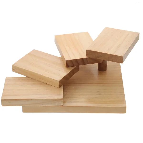 Ensembles de vaisselle Assiette à sushi rotative Plateau délicat Étape Gâteau d'escalier Assiettes japonaises Service en bois Sashimi Plateau Apéritif Plat Bateau